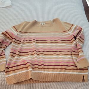Talbots Striped Sweater - Tan, Pink, Cream